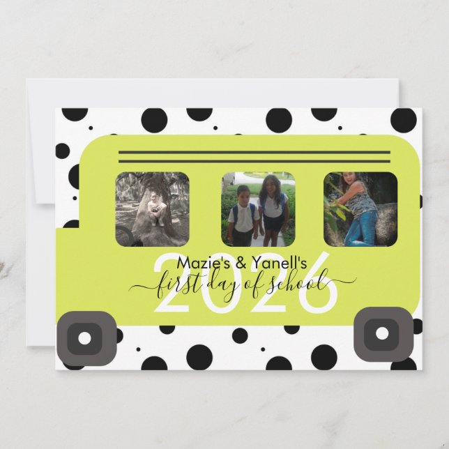 First Day of School Bus Window Photo Invitation (Front)