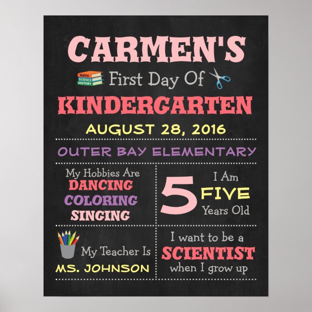 First Day Of School Children's Poster Photo Props (Front)