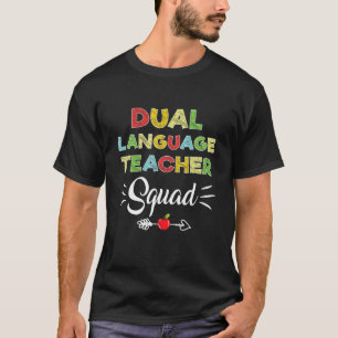 First Day Of School Cool Dual Language Teacher Squ T-Shirt