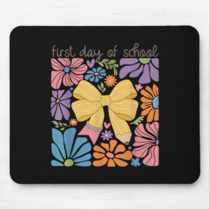 First Day Of School Coquette Bow Boho Floral Back Mouse Mat