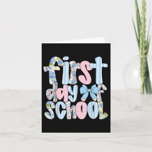 First Day Of School Coquette Bow Pencil Funny Back Card