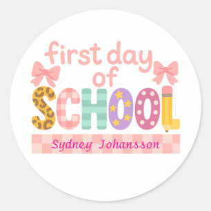First Day of School Cute Back to School Classic Round Sticker