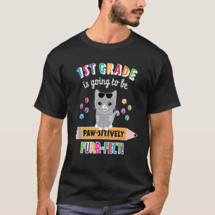 First Day of School First Grade Back to School Cat T-Shirt