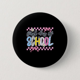 First Day Of School Floral Coquette Bow Preschool 6 Cm Round Badge