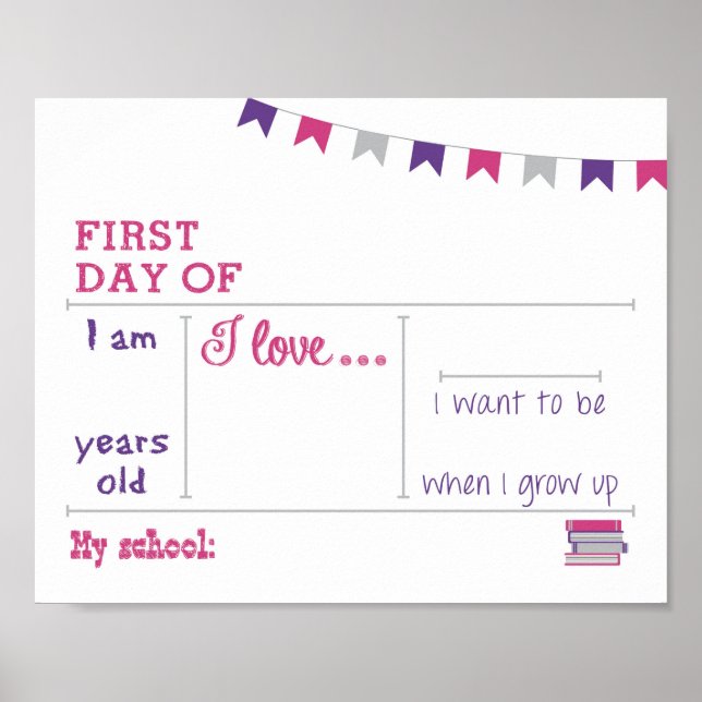 First Day of School Framable Dry Erase Poster (Front)