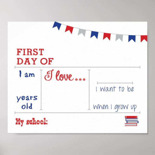First Day of School Framable Dry Erase Poster (Front)