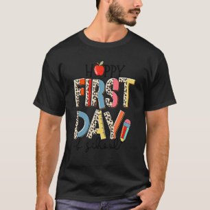 First Day Of School Leopard Boho Teacher Back To S T-Shirt