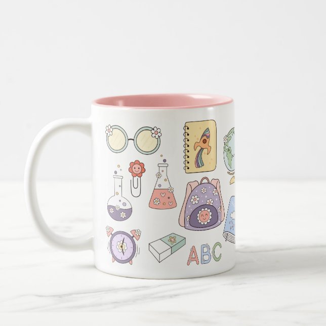 First Day of School Mug – Cute Classroom Icons (Left)