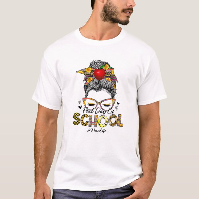 First Day Of School Paraprofessional Life Leopard T-Shirt (Front)