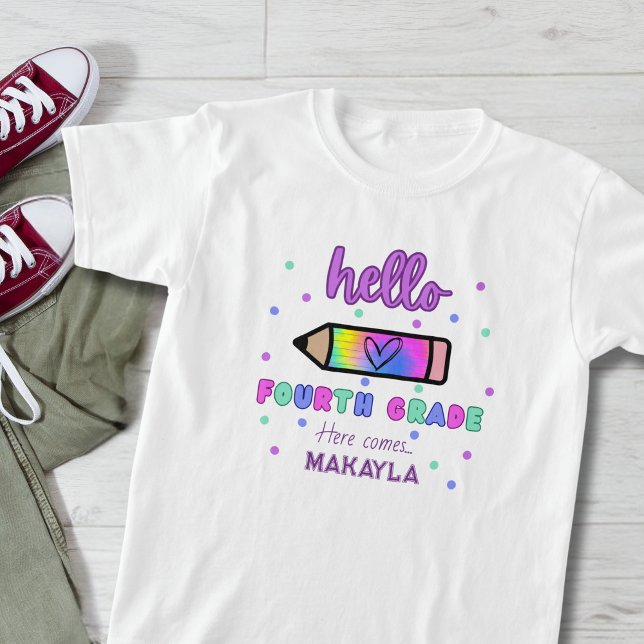 First Day of School Personalised Fourth Grade T-Shirt (Creator Uploaded)