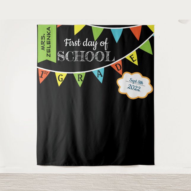 First day of School photobooth backdrop Tapestry (Front)