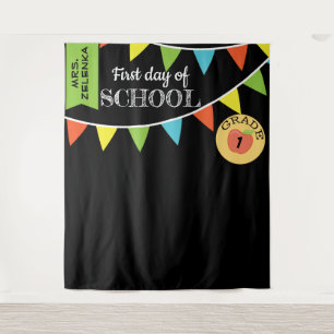First day of school photobooth backdrop tapestry