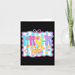 First Day Of School Pre-k Teacher Coquette Preppy  Card