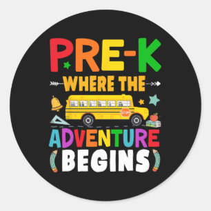 First Day Of School Pre K Teacher Student Kids  Classic Round Sticker