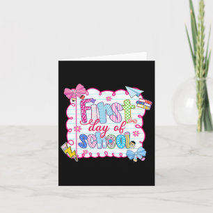 First Day Of School Preppy Coquette Bow Back To Sc Card
