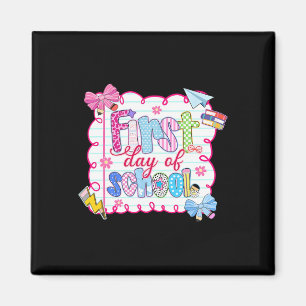 First Day Of School Preppy Coquette Bow Back To Sc Magnet
