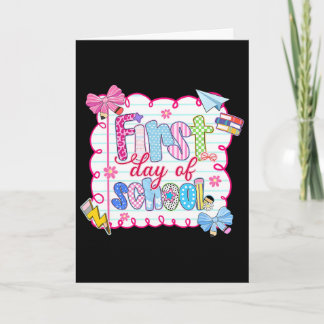 First Day Of School Preppy Coquette Bow Ck To Scho Card