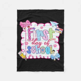 First Day Of School Preppy Coquette Bow Ck To Scho Fleece Blanket