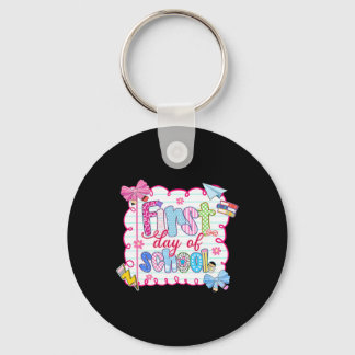 First Day Of School Preppy Coquette Bow Ck To Scho Key Ring