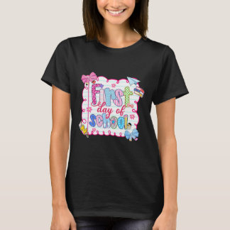 First Day Of School Preppy Coquette Bow Ck To Scho T-Shirt