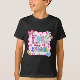 First Day Of School Preppy Coquette Bow Ck To Scho T-Shirt