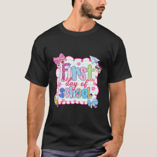 First Day Of School Preppy Coquette Bow Ck To Scho T-Shirt