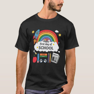 First Day Of School Rainbow Teachers Girls Boys T-Shirt
