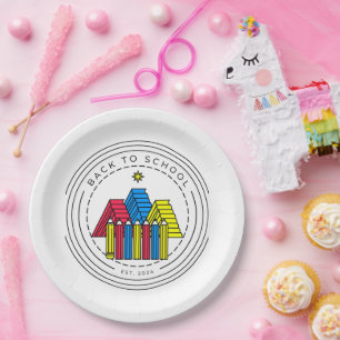 First Day Of School Shirt Book Mountain Pencil F Paper Plate