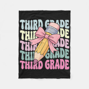 First Day Of School Shirt Third Grade Coquette 3rd Fleece Blanket
