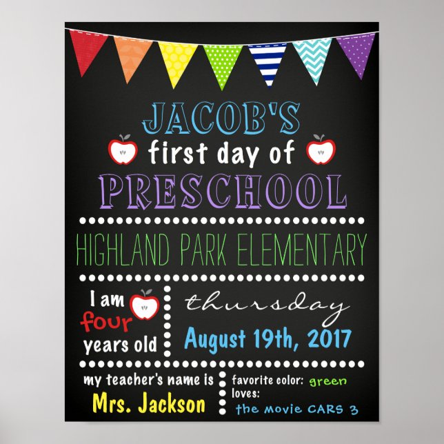 First Day of School Sign Chalkboard Back to School (Front)