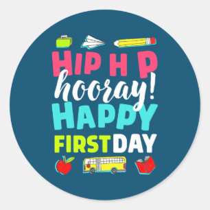 First Day of School Teacher Child Back to School  Classic Round Sticker