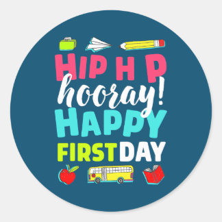 First Day of School Teacher Child Back to School  Classic Round Sticker