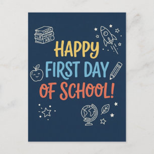 First Day of School Teacher Welcome Note Navy Card