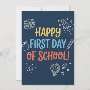 First Day of School Teacher Welcome Note Navy Card