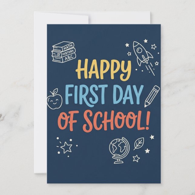 First Day of School Teacher Welcome Note Navy Card (Front)