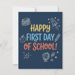 First Day of School Teacher Welcome Note Navy Card
