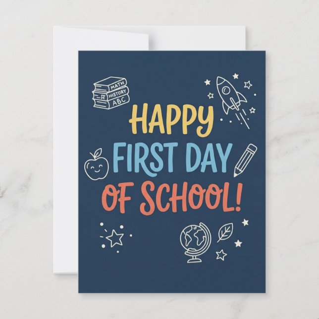 First Day of School Teacher Welcome Note Navy Card (Front)