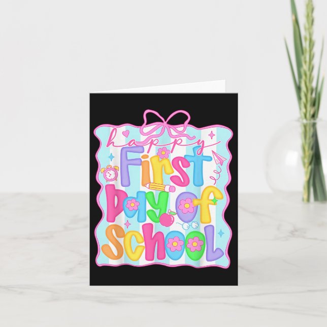 First Day Of School Teachers Pencil Bow Back To Sc Card (Front)