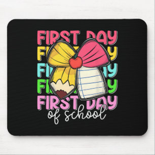 First Day Of School Teachers Pencil Bow Back To Sc Mouse Mat