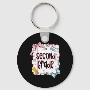First Day Of Second Grade Coquette Bow For Teacher Key Ring