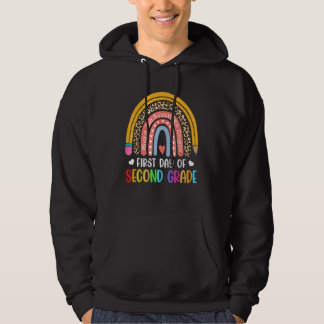First Day Of Second Grade Leopard Rainbow Kid Back Hoodie