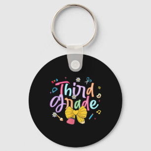 First Day Of Third Grade Coquette Bow Pencil Teach Key Ring
