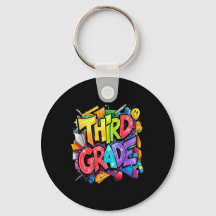 First Day Of Third Grade Floral Bundle For Teacher Key Ring