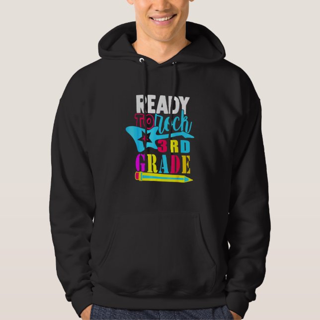 First Day Of Third Grade Ready To Rock 3rd Grade Hoodie (Front)
