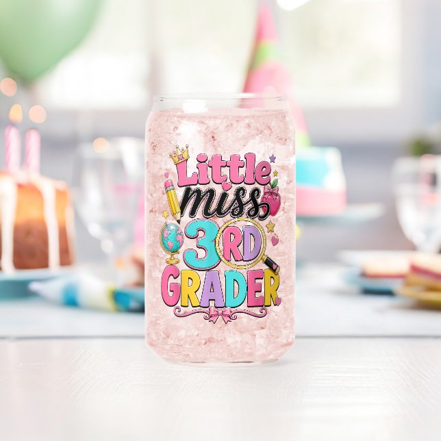First Day of Third Little Miss 3rd Grader Can Glass (Insitu (Birthday))