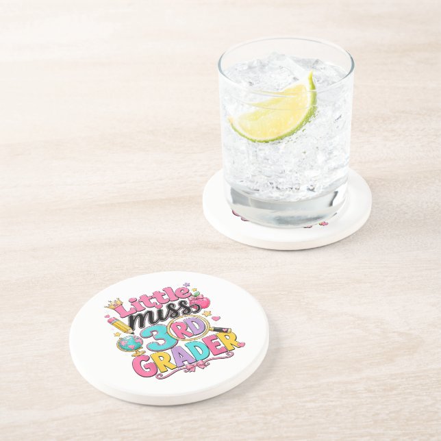 First Day of Third Little Miss 3rd Grader Coaster (Side)