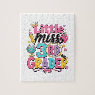 First Day of Third Little Miss 3rd Grader Jigsaw Puzzle
