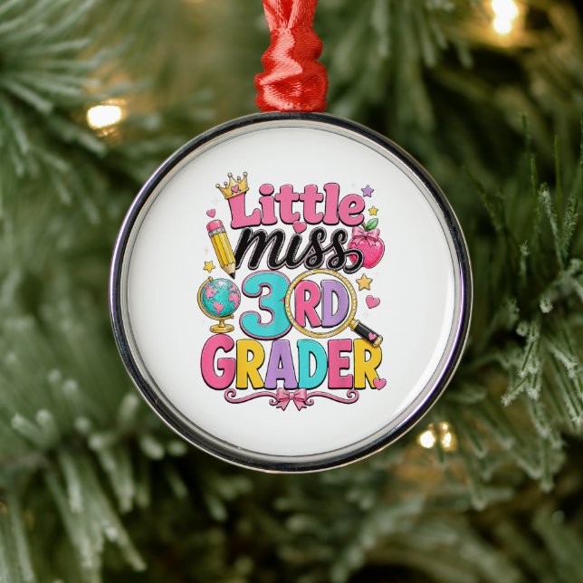 First Day of Third Little Miss 3rd Grader Metal Tree Decoration (Tree)