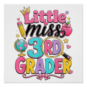 First Day of Third Little Miss 3rd Grader Poster