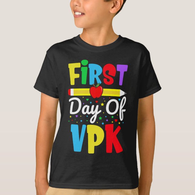 First Day of VPK Rainbow Preschool Kids T-Shirt (Front)